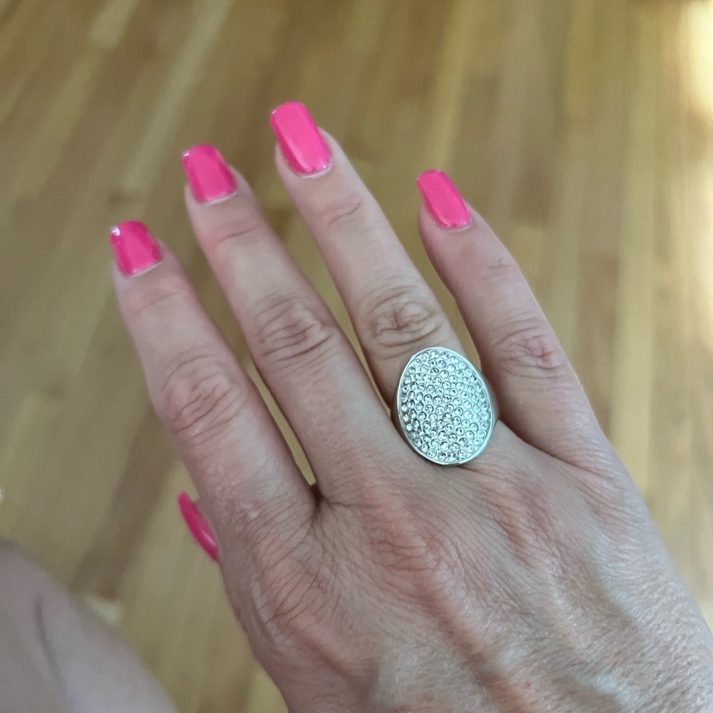 Touchstone Crystal Silver Statement Ring - image 1